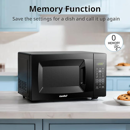 COMFEE EM720CPL-PMB Countertop Microwave Oven with Sound On/Off, ECO Mode and Easy One-Touch Buttons, 0.7 Cu Ft, Black
