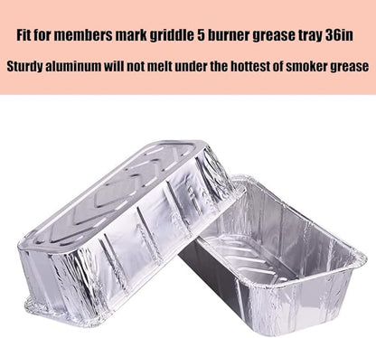 30-Pack Grease Tray Liner Drip Pan Liners for Members Mark 5-Burner Outdoor Flat Top Gas Griddle l Replacement Members Mark 5 Burner Griddle Aluminum Foil Grease Pan Disposable