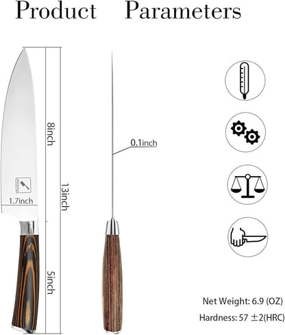 imarku Chef Knife - Pro Kitchen Knife 8 Inch Chef's Knives Japanese SUS440A Stainless Steel Sharp Paring Knife with Ergonomic Handle, Orange Handle, Christmas and Thanksgiving Gifts for Men and Women