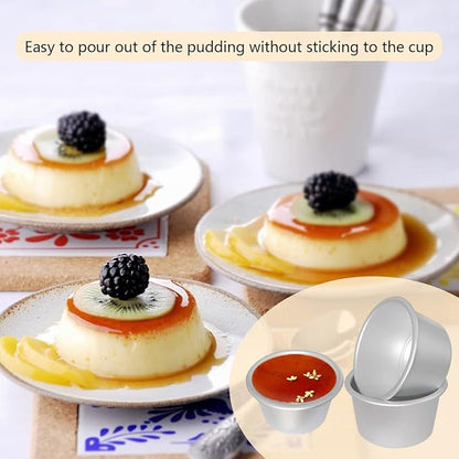 Pudding Cups Molds Individual Popover Pan Cupcake Muffin Baking Maker Aluminium 8 Pieces(3.74 x 2 x 2.87 Inch)