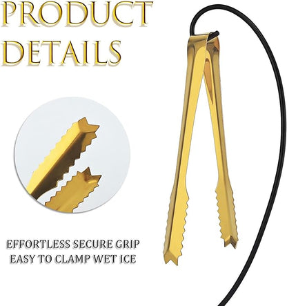 6 Pcs Ice Tongs Stainless Steel 6 Inch with Serrated Teeth Durable Serving Metal Tongs for Kitchen, BBQ, Buffet & Party Secure Grip Mini Tongs for Ice Cubes, Sugar, Salad，Appetizers
