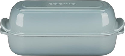 Enameled Cast Iron Loaf Pan with Lid, Dutch Oven Bread pan for Homemade Sourdough Bread Baking, 12.5x5.5 inch, 5qt, Seasalt