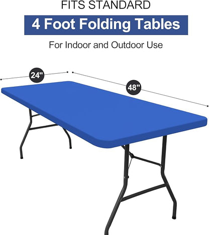 homing Rectangle Table Cloth Cover, Waterproof Polyester Elastic Fitted Tablecloth, Fits for 4 Foot Folding Tables, Washable Table Protector for Picnic, Camping, Outdoor (Blue, 24" x 48")