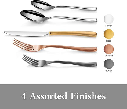 Artaste Rain II Forged 18/10 Stainless Steel (Black (Service for 4), (Flatware 20-Piece Set))