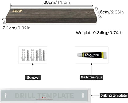 FINDKING Ash Wood Magnetic Knife Strip, Magnet Utensil Holder for Wall, Refrigerator, Wooden Rack for Kitchen Knives, No Drill (Dark Brown, 12 Inches, Without Knives)