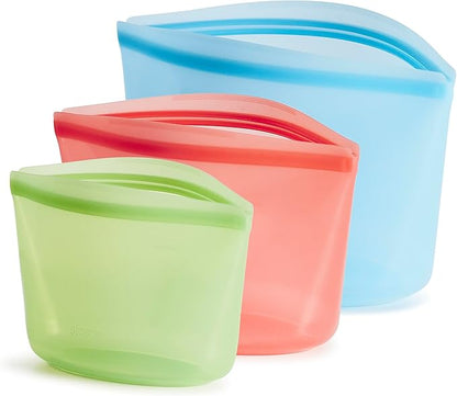 Stasher Premium Silicone Reusable Food Storage Bags, 3-Pack, Multi, Multi-Use Food Storage Bags, Lunch Bag, Travel Containers, BPA Free, Leak-free, Dishwasher-Safe, Eco-friendly