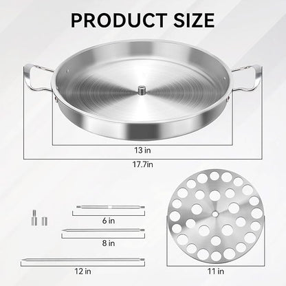 Stainless Steel Multi-Function Pastor Skewer Turkey Roasting Pan Suitable for Fried Corn Tortillas (Al Pastor), Shawarma Skewers,Chicken Leg Rack for Grill (Extra Large)