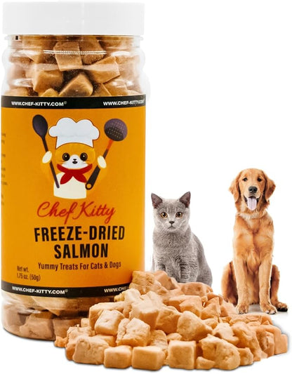Freeze-Dried Salmon Treats for Cats & Dogs – 100% Wild Caught, Single Ingredient, High-Protein, Healthy Snack – No Additives or Preservatives – 1.4oz - Inspected & Tested in USA