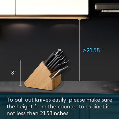 KITCHENDAO Deluxe 20 Slot Bamboo Knife Block Block without Knives, Countertop Butcher Block Kitchen Knife Stand, Hold Multiple Large Blade Knives, Wider Slots for Easier Storage