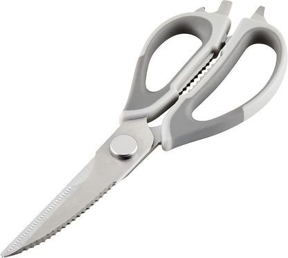 Rachael Ray Professional Multi Shear Kitchen Scissors with Herb Stripper and Sheath, 2 Piece, Gray