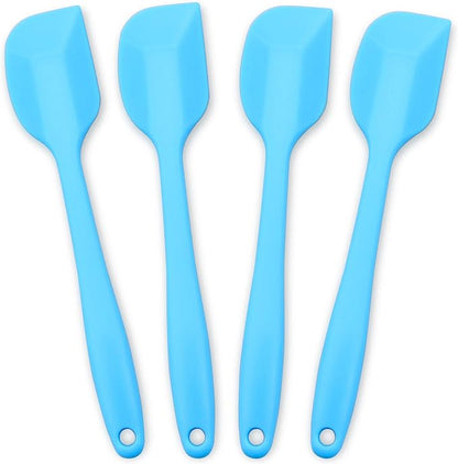 Silicone Spatula 4-piece Set, Heat-Resistant Non-stick Rubber Spatulas with Stainless Steel Core, Blue