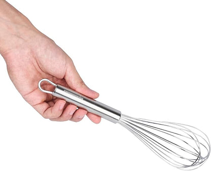 Restaurantware-German Standard 10.6 Inch French Whisk, 1 Dishwashable Kitchen Wire Whisk - Ergonomic Handle, Durable, Stainless Steel French Whip, For Blending, Stirring, Mixing Of Ingredients