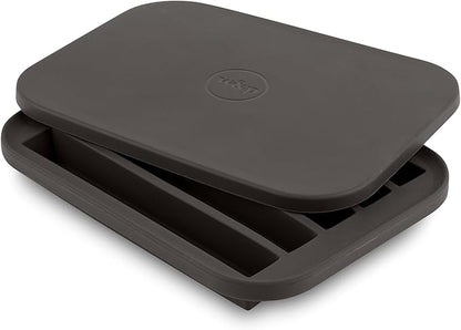 W&P Peak Silicone Water Bottle Ice Tray w/ Protective Lid | Charcoal| Easy to Remove Ice | Food Grade Premium Silicone | Dishwasher Safe, BPA Free
