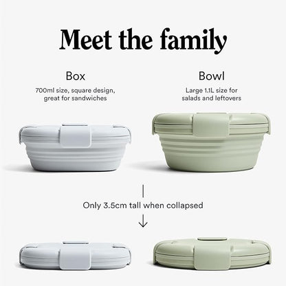 STOJO Collapsible Sandwich Box – 24oz, Reusable Food Storage Container, Silicone Bowl for Hot/Cold Food – Meal Prep, Lunch, Camping, Hiking – Dishwasher Safe (Set of 1, Cashmere)
