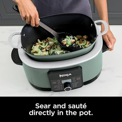 Ninja Possible Cooker PRO 8.5qt, Multi-Cooker with 8-in-1, Slow Cooker, Safe Pot to 500°F, MC1001GN, Sage Green