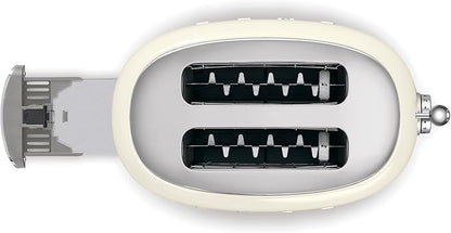 SMEG 2 Slice Toaster with 6 Presets and Defrost Function and Removable Crumb Tray (Cream)