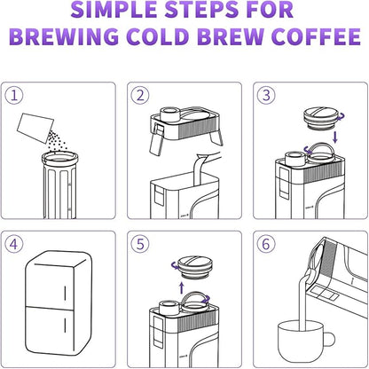 MAVO Cold Brew Coffee Maker, 27oz Iced Coffee Maker and Tea Brewer, Fine Mesh Filter, Leak-Proof Seal, Removable Design for Easy Cleaning, Durable Tritan Material, Space Saving - Home and Camping
