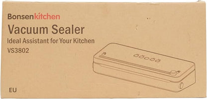 Bonsenkitchen Vacuum Sealer Machine, Multi-Functional Food Sealer with Built-in Cutter & Bag Storage, High-Speed Continuous Working with Globefish Technology, Includes Vacuum Bags & Roll Bag, Black