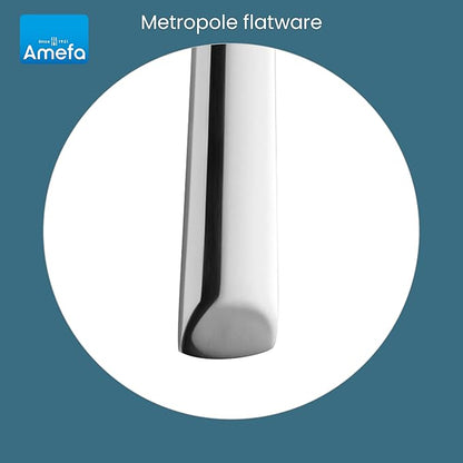 Amefa 45-Piece Silverware Flatware Cutlery Set Service for 8, Durable 18/10 Stainless Steel High Gloss Mirror Finish, tableware in Ergonomic Design Size and Weight, Dishwasher Safe (Metropole)