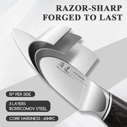 SHANGDAO 3.7 inch Paring Knife, 3 Layers VG10 Alloy Steel Fruit Vegetable Peeling Knives, Pakkawood Handle, Razor Sharp Small Kitchen Knife with Gift Box