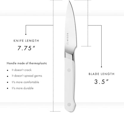 Misen 3.5" Paring Knife – Precision Kitchen Knife - High-Carbon Stainless Steel Blade – Ergonomic Handle for Peeling, Trimming, and Slicing – Lightweight, Versatile Tool for All Culinary Tasks - White