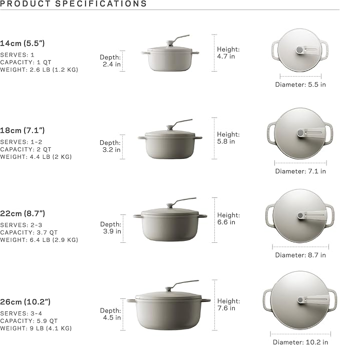 Vermicular Oven Pot 2.0 | Lightweight Enameled Cast Iron Pot | 18cm (2 Qt) | Non-Toxic | Induction-compatible | Dutch Oven | Made in Japan | Sea Salt White