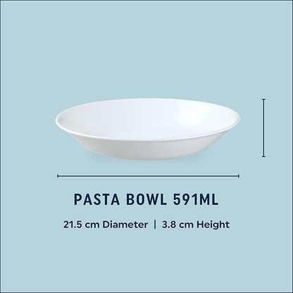 Corelle Vitrelle 6-Piece Bowl Set Triple Layer Glass and Chip Resistant, 20-Oz Lightweight Round Bowls, Winter Frost White