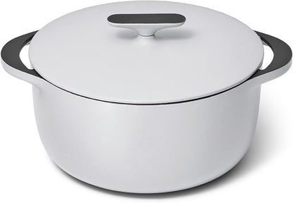 Caraway Enameled Dutch Oven - 6.5 qt Cast Iron Dutch Oven With Lid - 3 Layer Enamel Coating - No Seasoning Required - Compatible With All Stovetops - Oven Safe - No Forever Chemicals - Gray