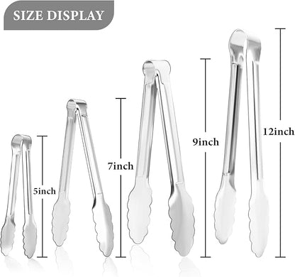 8 Pack Serving Tongs XEVOM Kitchen Tongs,Buffet Tongs, Stainless Steel Food Tong Serving Tong,small tongs (12inch)
