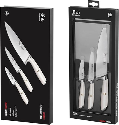 Cangshan L1 Series 3-Piece Starter Knife Set, Forged German Steel, White, 1026924