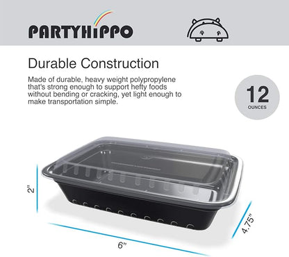 PARTYHIPPO Small Meal Prep Containers Single Lids, 12 OZ 12-pack, Food Storage Bento BPA Free | Stackable | Reusable Lunch Boxes, Microwave/Dishwasher, Freezer Safe,Portion Control