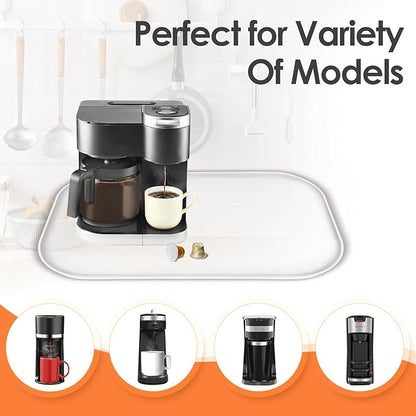 Silicone Coffee Maker Mat with Lip, 24'' x 16'' Heavy Duty Coffee Maker Mat for Countertops, Coffee Tray Fit Under Coffee Machine Appliance Automatic Machines Espresso Accessory, Translucent
