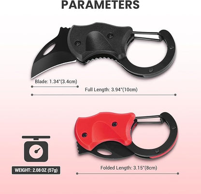 2 Pack Small Pocket Knife Gifts for Men & Women, Folding Box Cutter, Birthday & Christmas Stocking Stuffers Gifts Idea for Wife Husband Dad Mom (Black & Red)