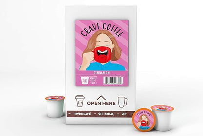 Crave Beverages Flavored Pods Compatible with 2 K-Cup Brewers, Cinnamon, 40 Count