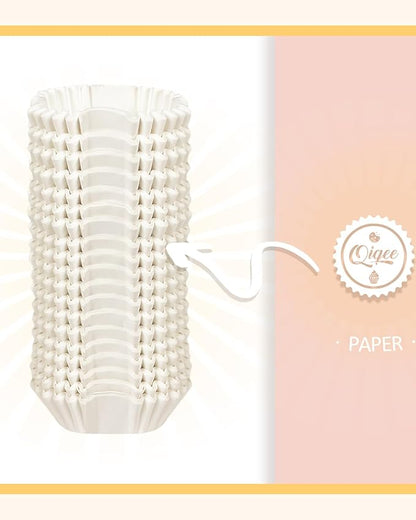 qiqee 500pcs White Square Cupcake Liners Muffin Linner No Smell, Food Grade Baking Cups（Standard Size）