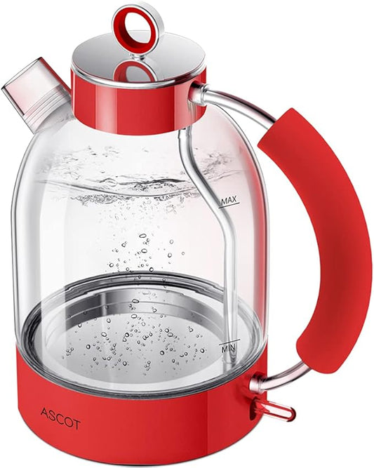 ASCOT Electric Kettle, 1.6L Stainless Steel, 1500W, Retro, Auto Shut-Off & Boil-Dry Protection