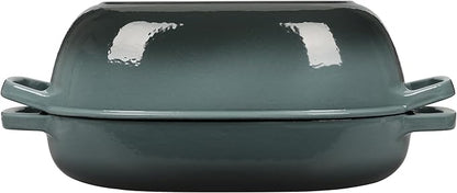 Enameled Cast Iron Oval Dutch Oven Pot with Lid, Dutch Oven for Sourdough Bread Baking, Oval Bread Pan, 7qt, Seasalt