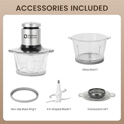 Kitchen in the box Mini Food Processor, Electric Meat Grinder & Food Chopper with 400W Powerful Veggie Chopper-One 3 Cup Bowl & S Blades for Meat/Fish/Vegetable/Baby Food