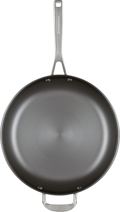 KitchenAid NITRO Carbon Steel Frying Pan/Skillet, Stainless Steel Handle, Compatible with All Cooktops, 12 Inch Fry Pan with Side Handle - Black