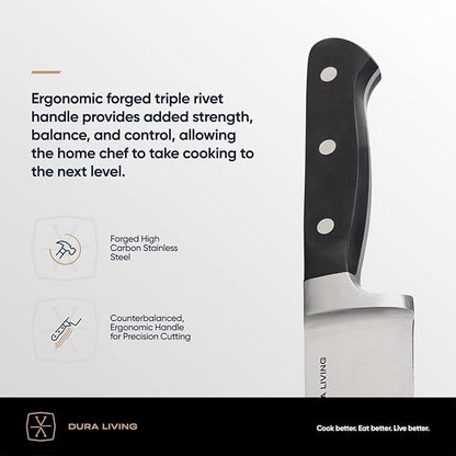 DURA LIVING 2-Piece Premium Kitchen Knife Set - Ultra-Sharp 5" Utility Knife & 3.5" Paring Knife, High Carbon Stainless Steel, Forged for Precision, Multipurpose Cooking Knives with Ergonomic Handles