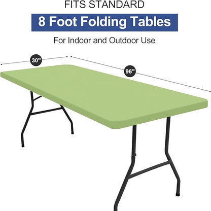 homing Rectangle Table Cloth Cover, Waterproof Polyester Elastic Fitted Tablecloth, Fits for 8 Foot Folding Tables, Washable Table Protector for Picnic, Camping, Outdoor (Sage Green, 30" x 96")