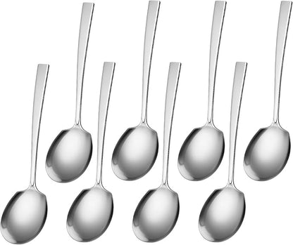 Stainless Steel Serving Spoons Set 8.8 Inch Serving Utensils Large Spoons for Buffet Catering Parties Kitchen, 8 Pcs