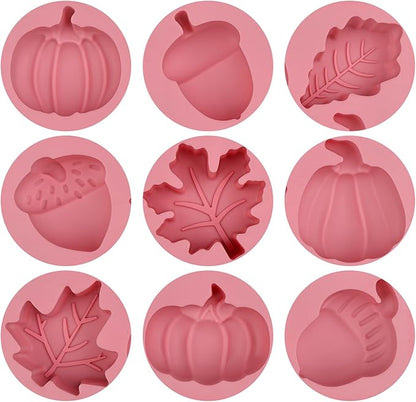 Fall Silicone Molds Pumpkin Chocolate Mold 2pcs Maple Leaf Acorns Shape Candy Soap Cake Baking Mold for Autumn,Thanksgiving, Halloween, Harvest