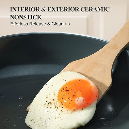 PRICUSIS Nonstick Ceramic Frying Pan, 8/10/12 Inch Non Toxic Skillet, Egg & Omelet & Chef's Pan, Induction Compatible & Oven Safe, Dishwasher Safe,PTFE PFAS & PFOA Free (10 Inch, Gray)