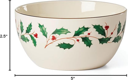 Lenox Serveware, Holiday Small Bowl, Service for 1, 14 Oz Made From Porcelain for Christmas Hosting, Christmas Decor, Dishwasher Safe, Soup and Salad Bowl (Multicolor, 2.5 Inch Height, 1 Piece)