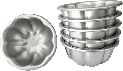 6 Pack Egg Tart Pans Pumpkin Shape, Aluminum Jelly Mold, Pudding Cup Molds, Small Muffin Pan for Baking Jello, Cupcake, Tartlets, 3.3" x 1.7"