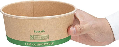 Restaurantware Paper Food Containers 200 Pack Of 25 oz Disposable Round Kraft Salad Bowls BPI-Certified Compostable Stackable Greaseproof Meal Prep Take Out Containers For Soups, Snacks And Desserts