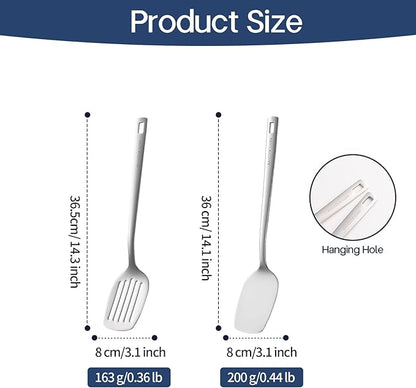 Professional Stainless Steel Cooking Utensils Set, 2 Pcs Metal Spatula Wok Turner, Wok Spatula Kitchen Cooking Tools for Sauteing, Flipping, Grilling (Dishwasher Safe)