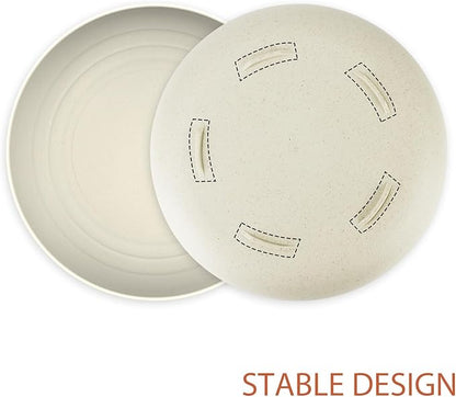 Wrova Large Wheat Straw Dinner Plates - 11 Inch Set of 8 - Unbreakable, Dishwasher & Microwave Safe - Deep Edge for Kitchen & Camping (Beige)