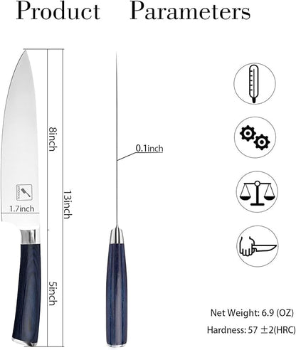 imarku Chef Knife - 8 Inch Pro Kitchen Knife, High Carbon Stainless Steel Japanese Knife, Chef's Knives with Ergonomic Handle, Ultra Sharp Knife, Gifts for Men and women (Blue Handle)